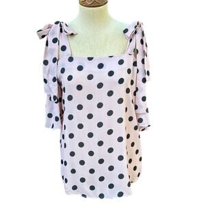 NWT Sweet Pea For New York & Co. By Stacy Frati Pink Polka Dot Blouse Small